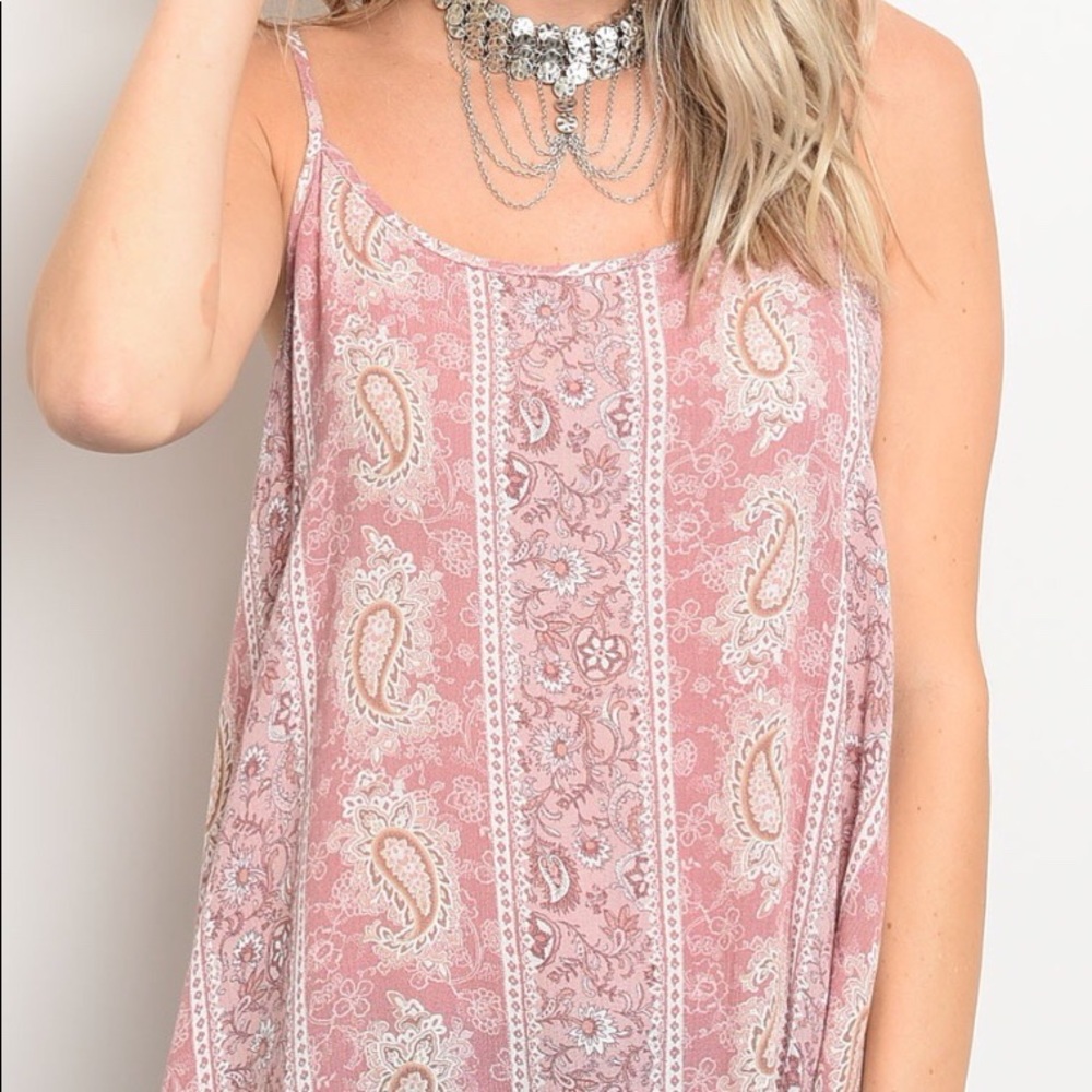 ❌DONATED❌Rose Pink Paisley Pom Pom Hem Top - Picture 2 of 9